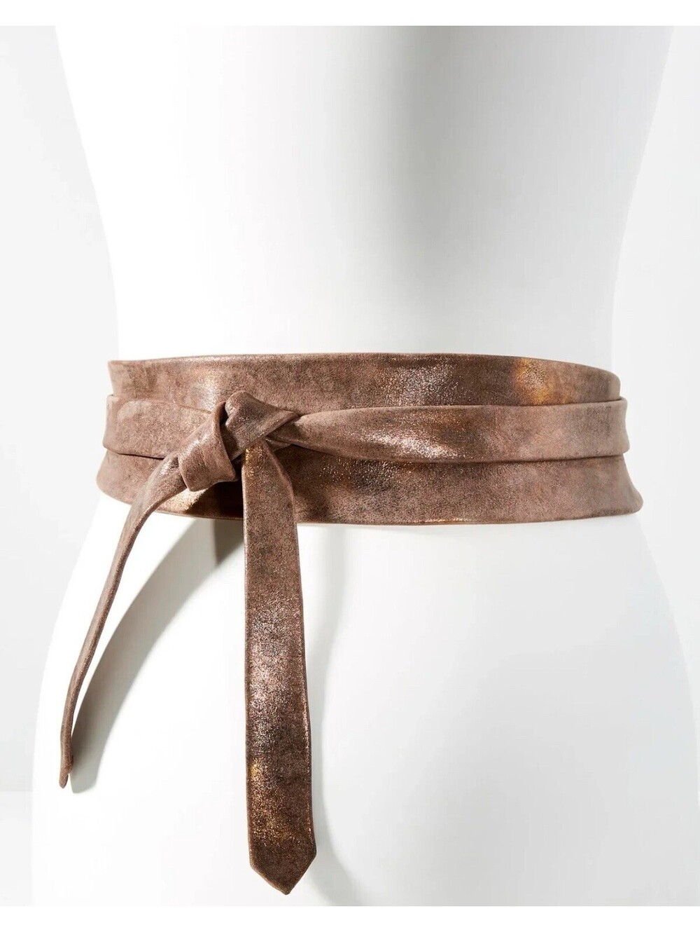 Ada Collection Wrap Genuine Leather Belt - Truffle Shimmer One Size, 2.8” width